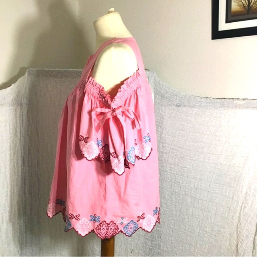 Loft Cold Shoulder Embroidered Top Size Small - Picture 4 of 12